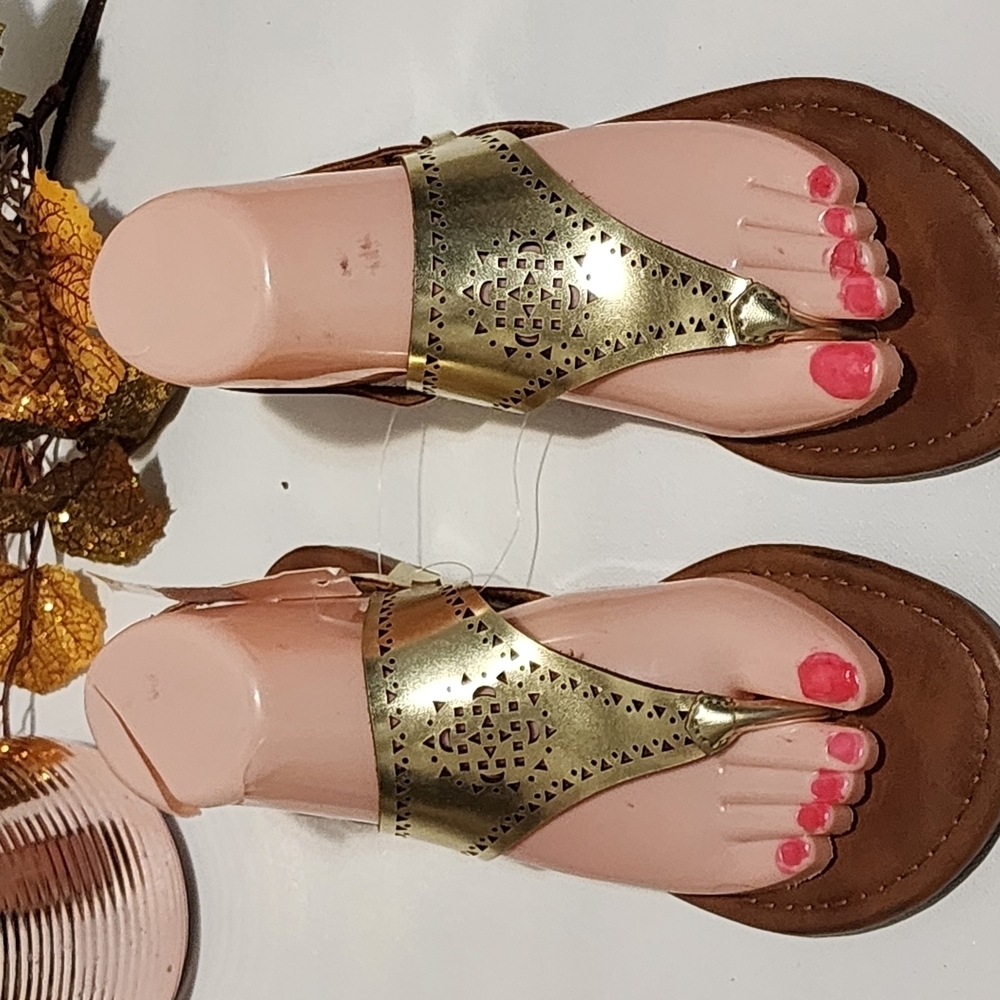 Nicole by Nicole Miller Gold and Brown Sandals